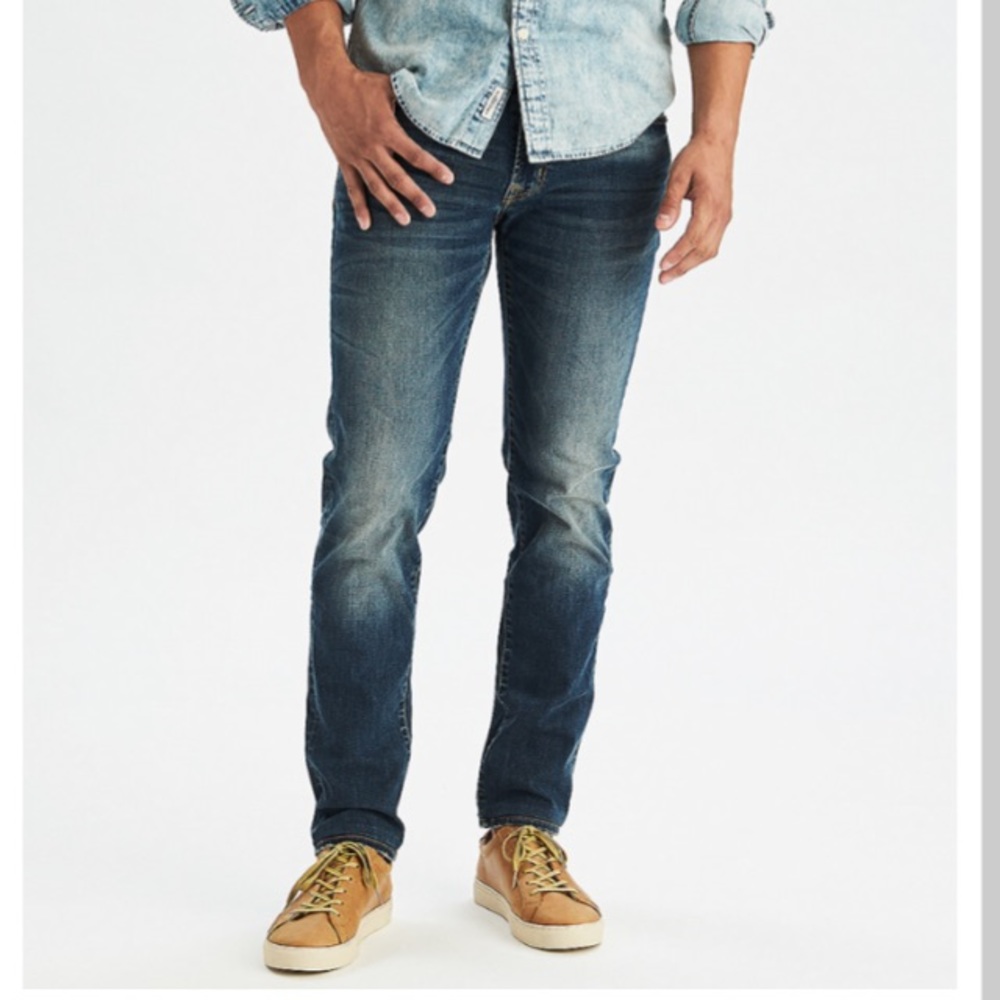 AE extreme flex slim straight jeans.